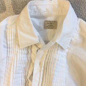 J. Crew white ruffle tuxedo shirt button down